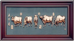 五牛紫銅浮雕 五牛紫銅浮雕