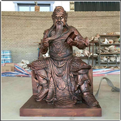 鑄銅關公 手握書卷坐像銅關公像