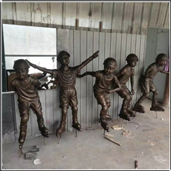 鑄銅關(guān)公 小孩滑輪人物雕塑擺件