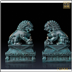 一對(duì)青銅獅子雕塑鑄造