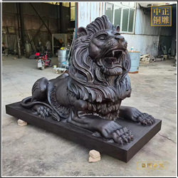 帶底座銅獅子雕塑 帶底座銅獅子雕塑