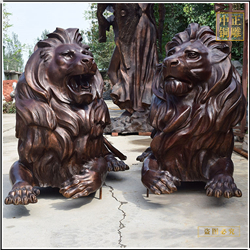 一對爬行大型銅獅子銅雕塑 一對爬行大型銅獅子銅雕塑