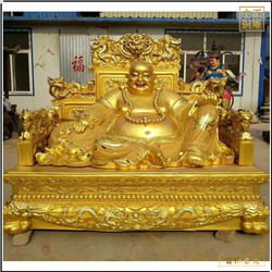 貼金彩繪2米彌勒佛銅像定做 貼金彩繪2米彌勒佛銅像定做