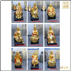不同型號(hào)貼金十八羅漢雕塑