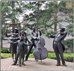 鑄銅關(guān)公 樂隊演唱園林銅雕塑