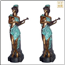 鑄銅關(guān)公 彈琴性感美女雕塑
