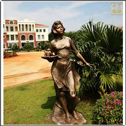 鑄銅關(guān)公 端茶盤景觀人物雕塑